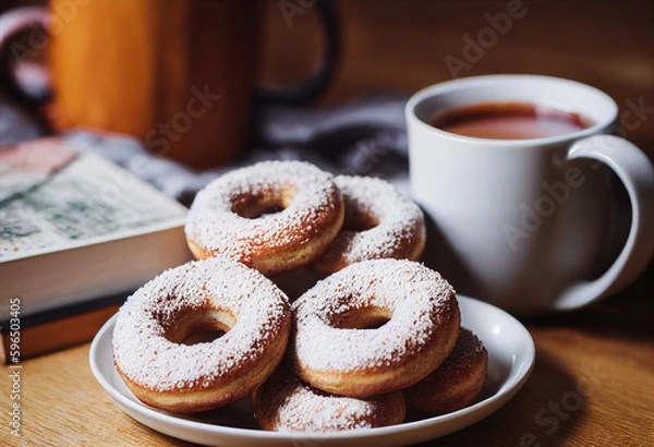 Fototapeta Delicious Apple donuts created with Generative AI technology