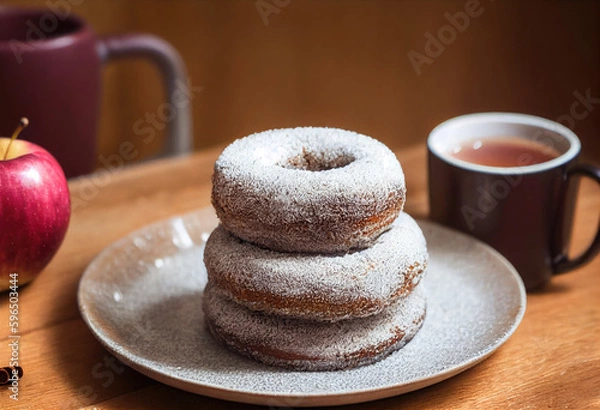 Fototapeta Delicious Vegan Donuts created with Generative AI technology