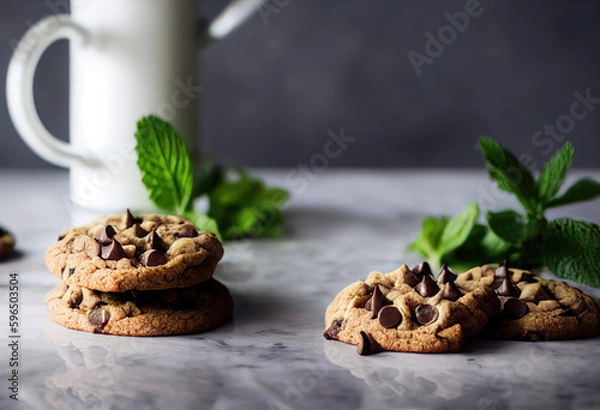 Fototapeta Vegan Chocolate Chip Cookies created with Generative AI technology