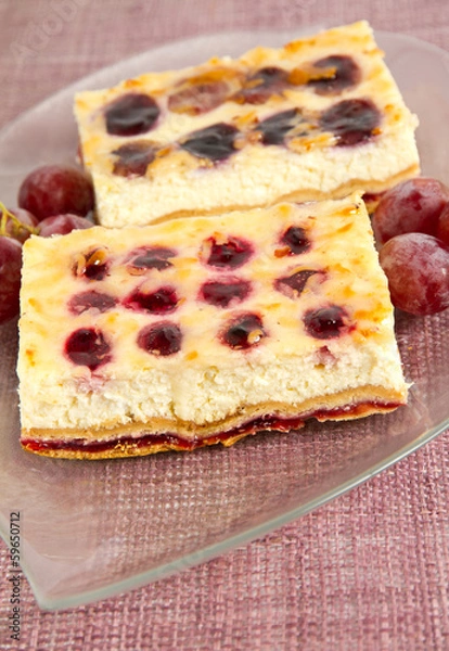 Fototapeta Cheese and grape pie