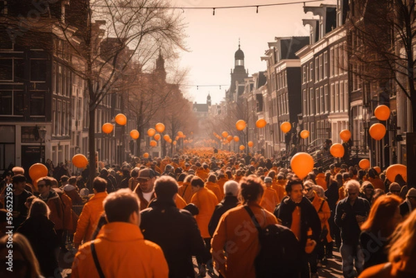 Fototapeta Koningsdag: A Time for Unity and National Pride in the Netherlands AI Generated