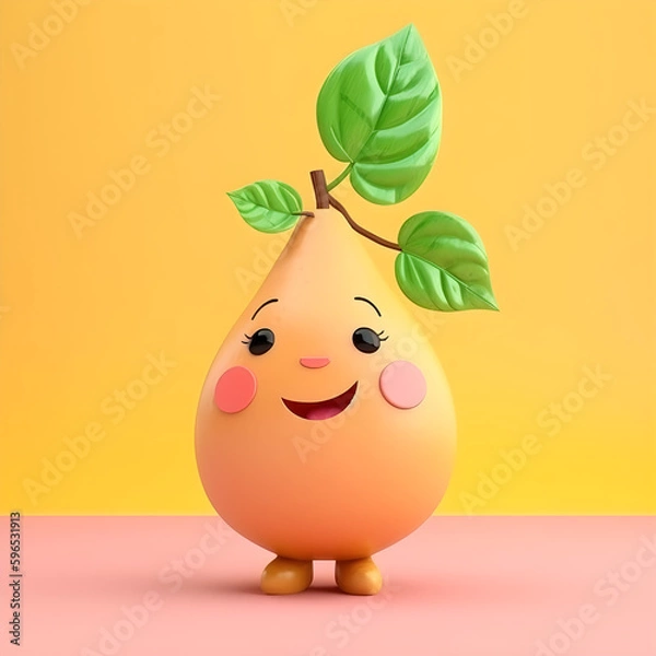 Obraz Cute smiling pear, cartoon style. Generative AI