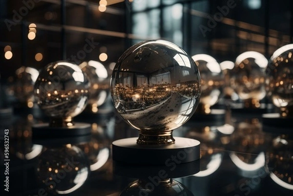 Fototapeta Reflective globes. Generative AI
