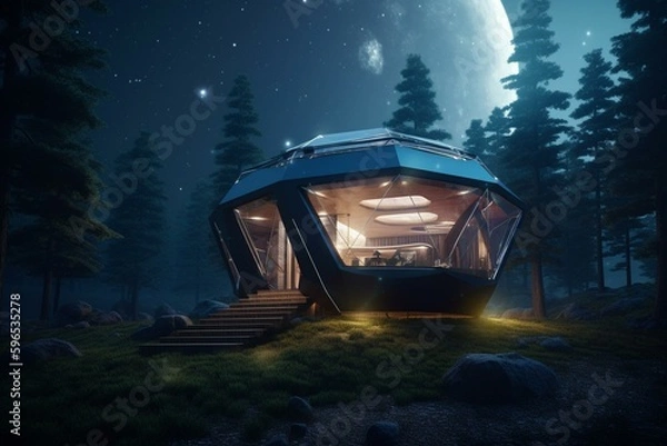 Fototapeta Futuristic cabin in space. Generative AI