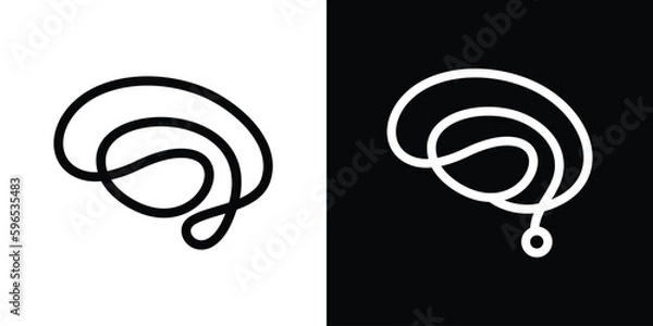 Fototapeta logo brain line simple abstract icon vector illustration