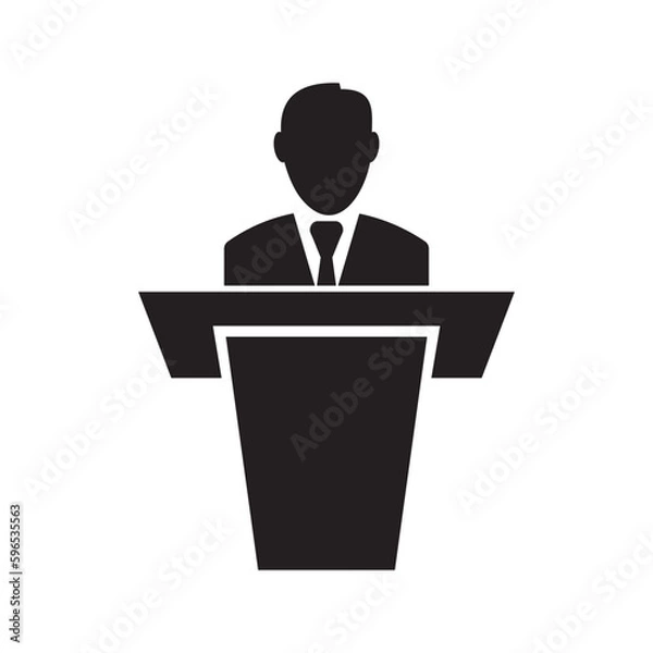 Obraz Businessman behind podium icon symbol