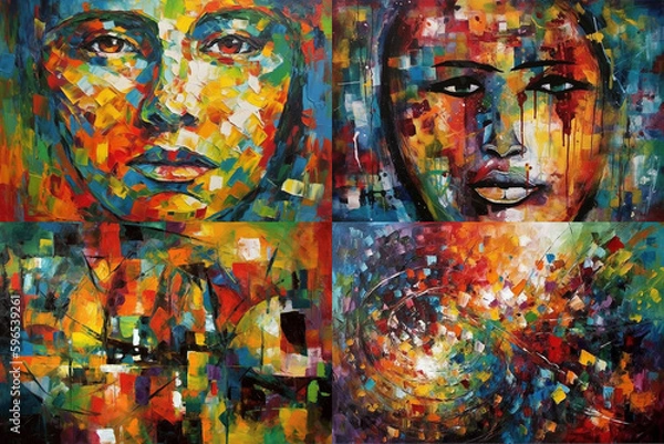 Obraz カラフルなアートな顔の絵