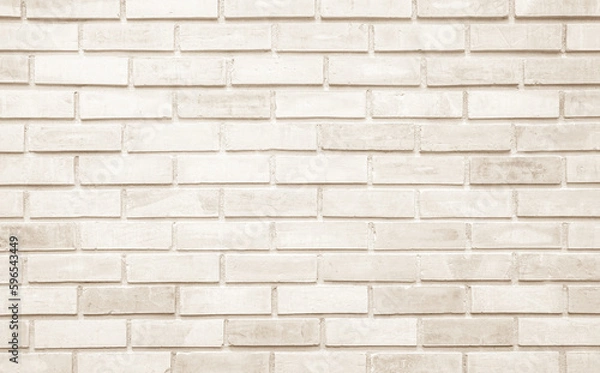 Obraz Empty background of wide cream brick wall texture. Beige old brown brick wall concrete or stone textured, wallpaper limestone abstract.