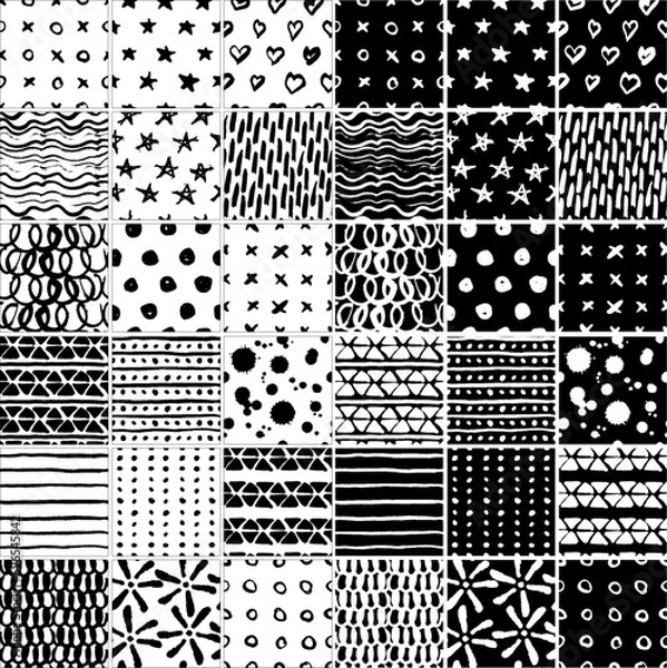 Obraz Set of hand drawn simple patterns