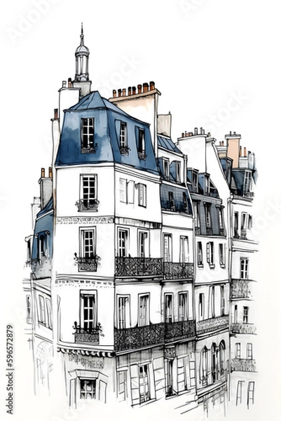 Fototapeta building in the city sketch