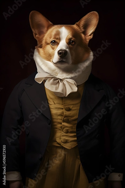 Fototapeta portrait of a person with a dog corgi