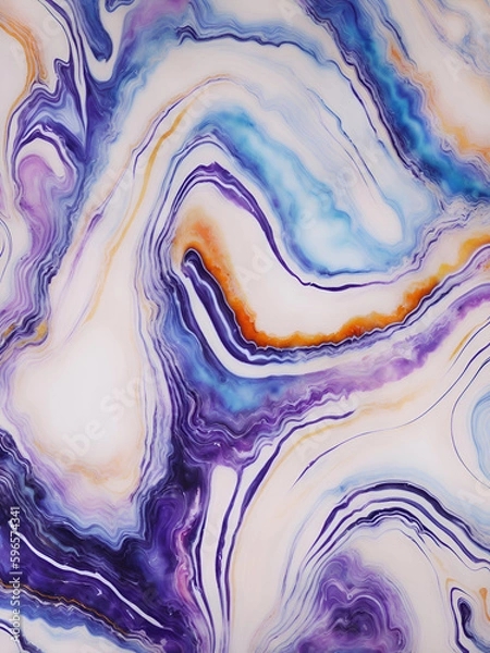 Obraz Abstract Painting Blue Purple Orange Marble Agate Wallpaper | AI Generated