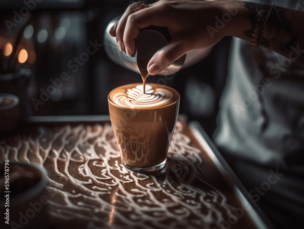 Obraz The Art of Coffee: A Barista's Masterful Creations