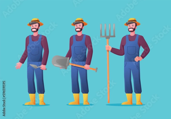 Fototapeta Gardener hobby and garden job vector illustration	