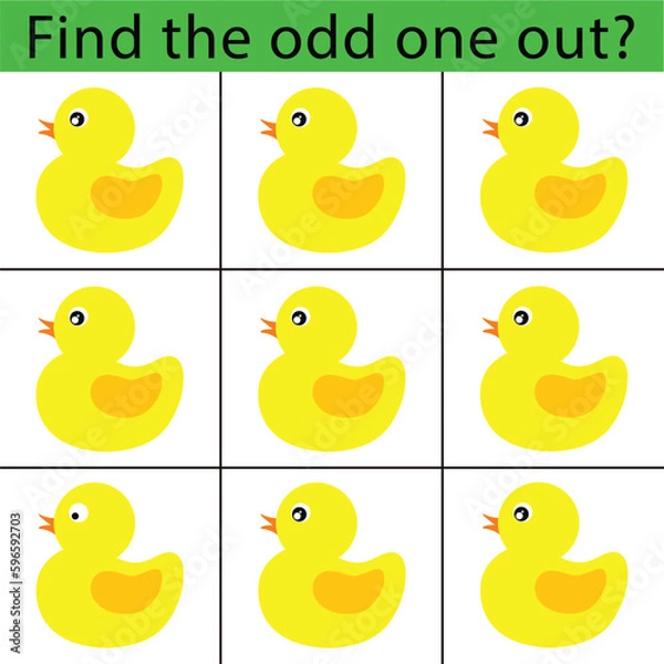 Fototapeta Find the odd one out vector illustration. Spot the difference.