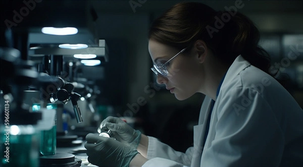 Fototapeta Scientist conducting research in a laboratory.. A.I Generated