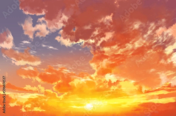 Fototapeta 夕空　背景イラスト