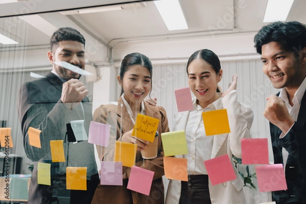 Fototapeta Business people working and meeting in the office.