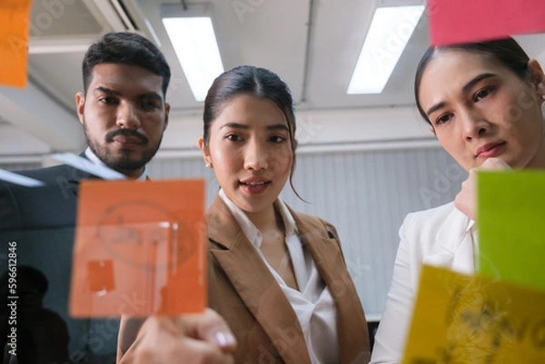 Fototapeta Business people working and meeting in the office.