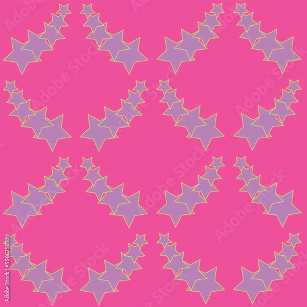 Fototapeta Vector purple stars pattern pink background. Perfect for fabric, scrapbooking, wallpaper projects