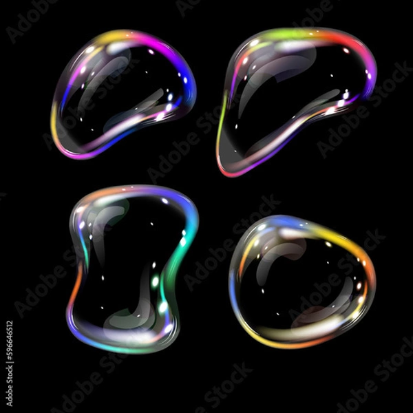 Obraz Realistic soap bubbles of different shapes