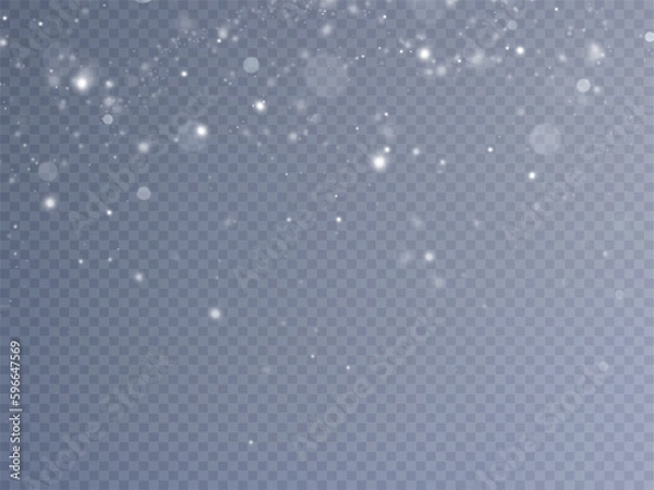 Fototapeta Light effect with glitter particles.Christmas dust.White sparks shine with special light.