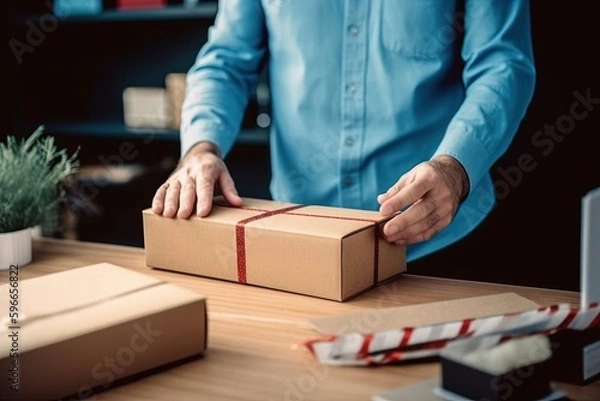 Fototapeta Send Some Love with a Lovely Package Box - Generative AI	