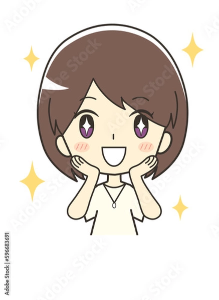 Fototapeta キラキラ喜ぶ女性のイラスト