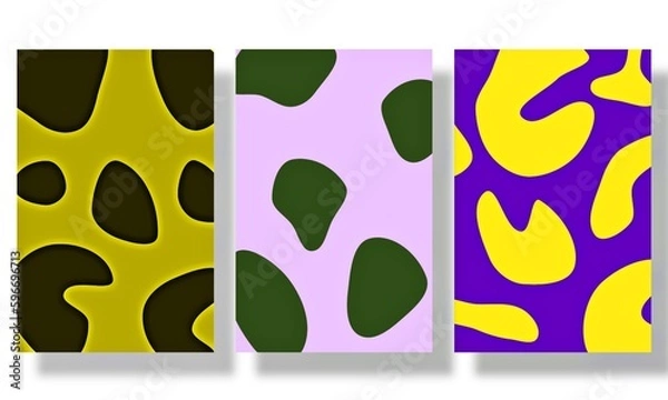 Fototapeta Abstract curved background, template collection, Deformed pattern, trendy, bright colors