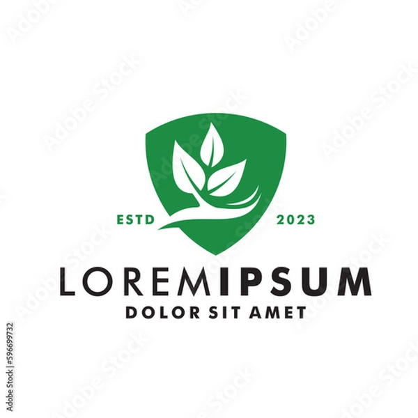 Obraz Abstract green leaf logo icon vector design. Landscape design, garden, Plant, nature and ecology vector logo.