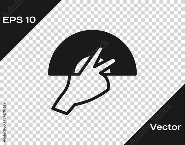 Fototapeta Black Female hand with open fan flamenco accessory icon isolated on transparent background. Vector
