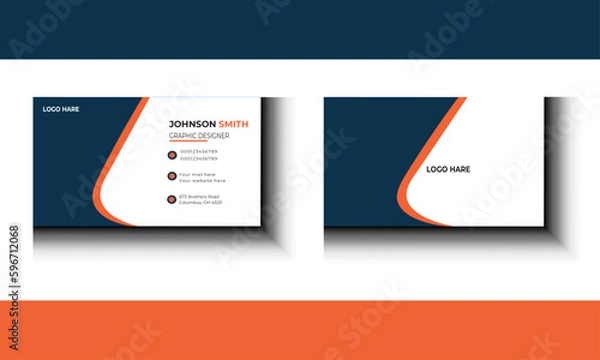 Fototapeta professional creative Minimalist Modern and simple business card design with dark yellow and dark black color
