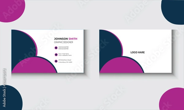 Fototapeta Luxury and elegant dark black and purple navy business card design style minimalist print template.