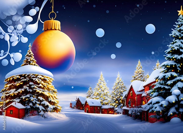 Obraz Postcard with winter christmas landscape.