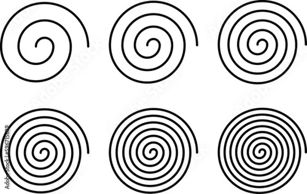 Fototapeta Equally spaced spiral line pack, editable stroke path vector illustration