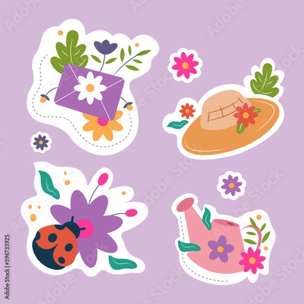 Obraz Vector cute sticker flowers collection