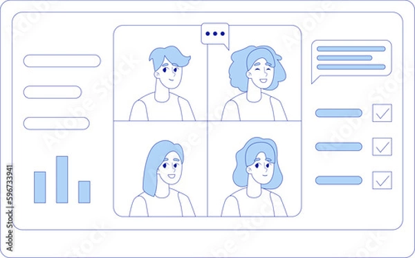 Obraz Vector virtual meeting illustration