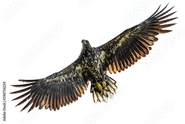 Obraz Young White-tailed eagle in flight isolated