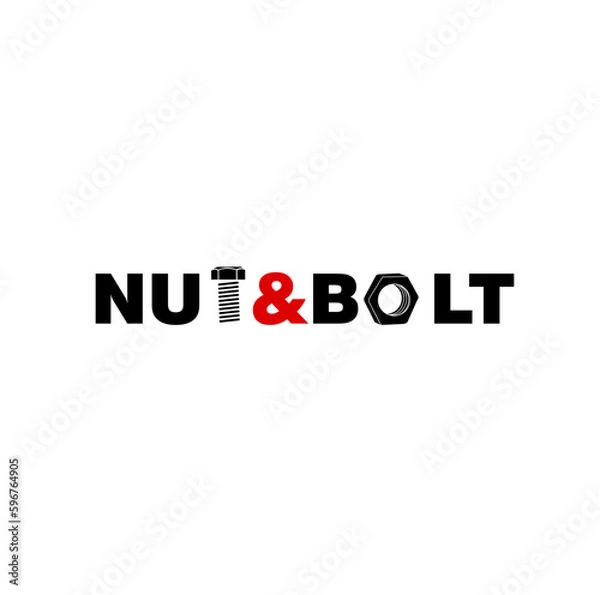 Fototapeta nut and bolt lettering vector illustration