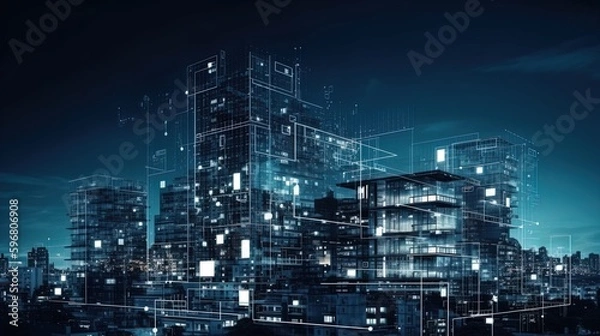 Obraz Futuristic Living: Modern Smart Home Systems in a Smart Building Isolated Background in 8K created with generative AI technology