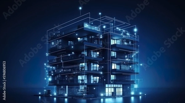 Obraz Futuristic Living: Modern Smart Home Systems in a Smart Building Isolated Background in 8K created with generative AI technology