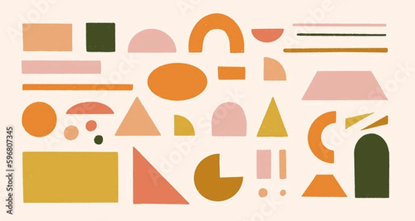 Obraz Set of hand drawn organic textured shapes