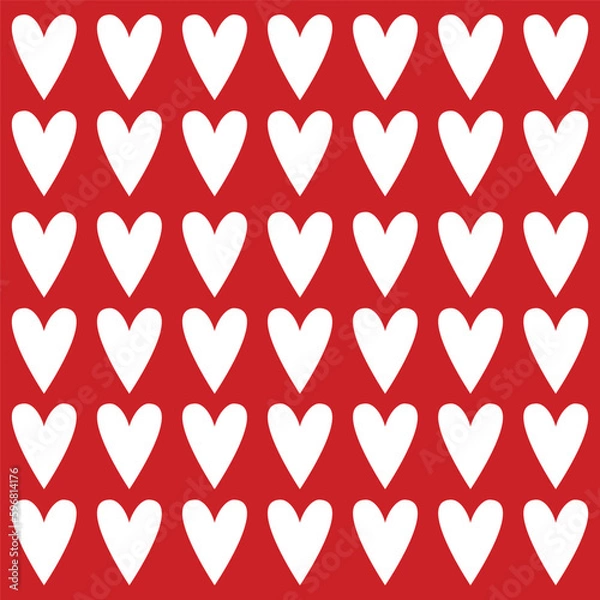 Obraz White hearts pattern on red background