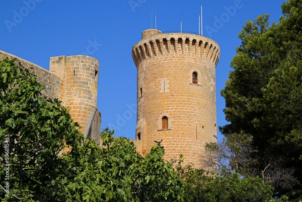 Fototapeta The dungeon of the Bellver Castle, a round medieval stronghold built on a hilltop above Palma of Mallorca in the Balearic Islands, Spain - It was used as a royal residence and as a military prison