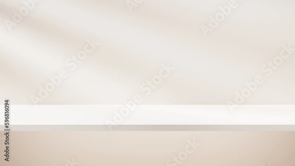 Fototapeta white table background with spotlights, product and cosmetic empty stage podium table design