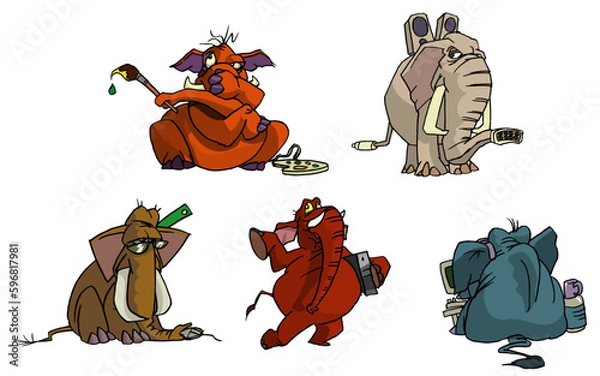 Obraz working elephants