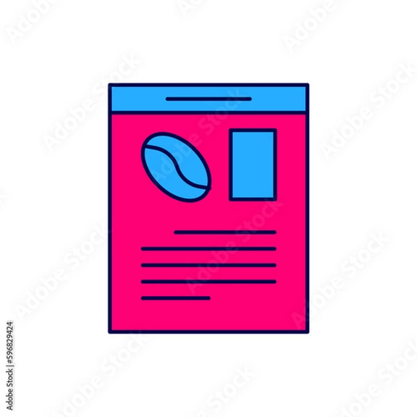 Fototapeta Filled outline Newspaper and coffee icon isolated on white background. Mass media symbol. Vector