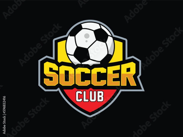 Fototapeta Modern Football Badge with shield vector  logo designs, Modern Soccer Badge logo template, editable text 
