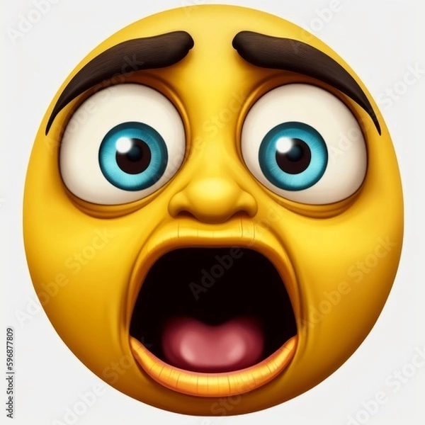 Fototapeta A digital illustration of a yellow emote face. Generative AI. 