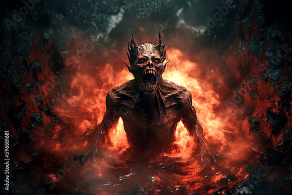 Obraz Devil or demon rising from the fire generative ai	
